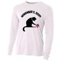 Cat Ladies For Kamala Harris Funny Cat With Pearls Cooling Performance Long Sleeve Crew