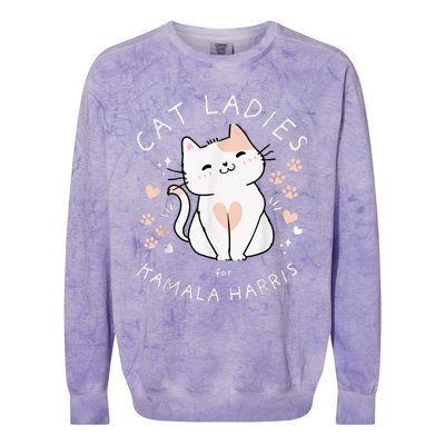 Cat Ladies For Kamala Harris Colorblast Crewneck Sweatshirt