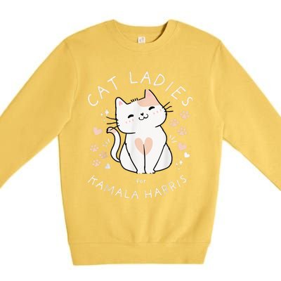 Cat Ladies For Kamala Harris Premium Crewneck Sweatshirt