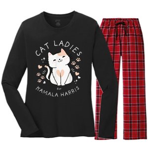 Cat Ladies For Kamala Harris Women's Long Sleeve Flannel Pajama Set 