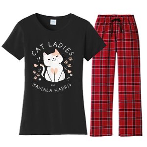 Cat Ladies For Kamala Harris Women's Flannel Pajama Set