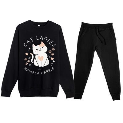 Cat Ladies For Kamala Harris Premium Crewneck Sweatsuit Set