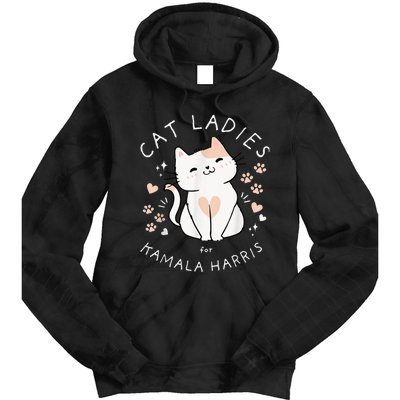 Cat Ladies For Kamala Harris Tie Dye Hoodie