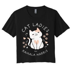 Cat Ladies For Kamala Harris Women's Crop Top Tee