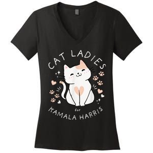 Cat Ladies For Kamala Harris Women's V-Neck T-Shirt