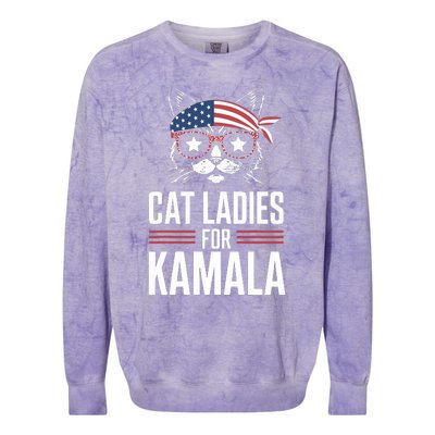 Cat Ladies For Kamala Funny Cat 2024 President Kamalaharris Colorblast Crewneck Sweatshirt