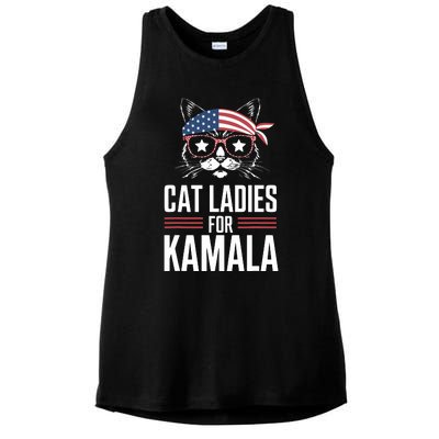 Cat Ladies For Kamala Funny Cat 2024 President Kamalaharris Ladies PosiCharge Tri-Blend Wicking Tank