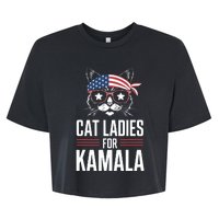 Cat Ladies For Kamala Funny Cat 2024 President Kamalaharris Bella+Canvas Jersey Crop Tee