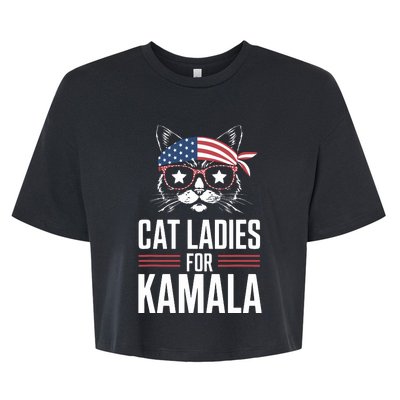 Cat Ladies For Kamala Funny Cat 2024 President Kamalaharris Bella+Canvas Jersey Crop Tee