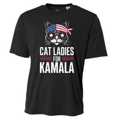 Cat Ladies For Kamala Funny Cat 2024 President Kamalaharris Cooling Performance Crew T-Shirt