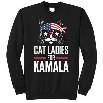 Cat Ladies For Kamala Funny Cat 2024 President Kamalaharris Sweatshirt