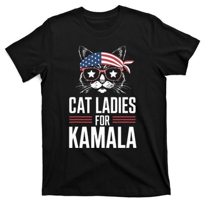 Cat Ladies For Kamala Funny Cat 2024 President Kamalaharris T-Shirt