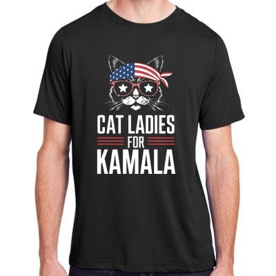 Cat Ladies For Kamala Funny Cat 2024 President Kamalaharris Adult ChromaSoft Performance T-Shirt