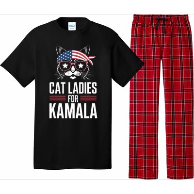 Cat Ladies For Kamala Funny Cat 2024 President Kamalaharris Pajama Set