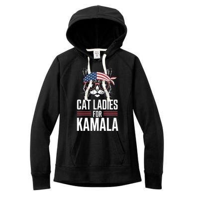 Cat Ladies For Kamala Funny Cat 2024 President Kamalaharris Women's Fleece Hoodie