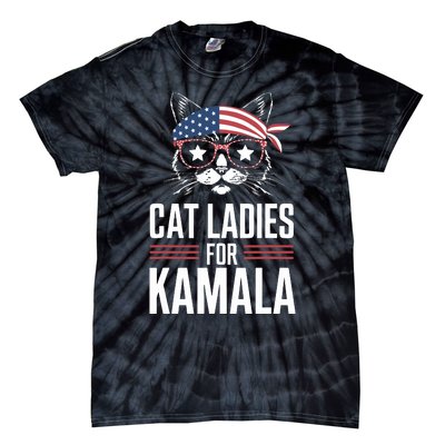 Cat Ladies For Kamala Funny Cat 2024 President Kamalaharris Tie-Dye T-Shirt