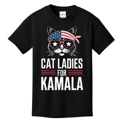 Cat Ladies For Kamala Funny Cat 2024 President Kamalaharris Kids T-Shirt