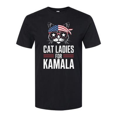 Cat Ladies For Kamala Funny Cat 2024 President Kamalaharris Softstyle® CVC T-Shirt