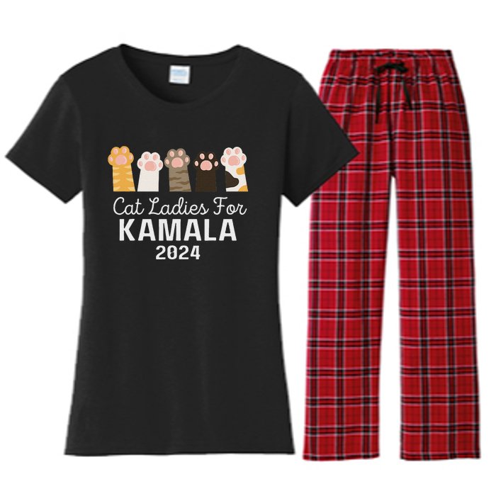 Cat Ladies For Kamala Childless Cat Ladies Funny Women's Flannel Pajama Set