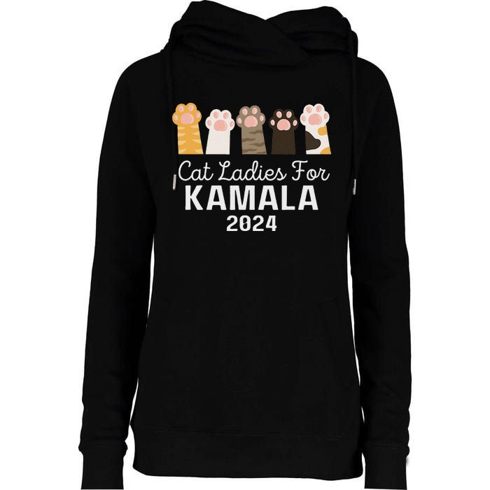 Cat Ladies For Kamala Childless Cat Ladies Funny Womens Funnel Neck Pullover Hood