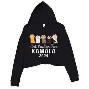 Cat Ladies For Kamala Childless Cat Ladies Funny Crop Fleece Hoodie