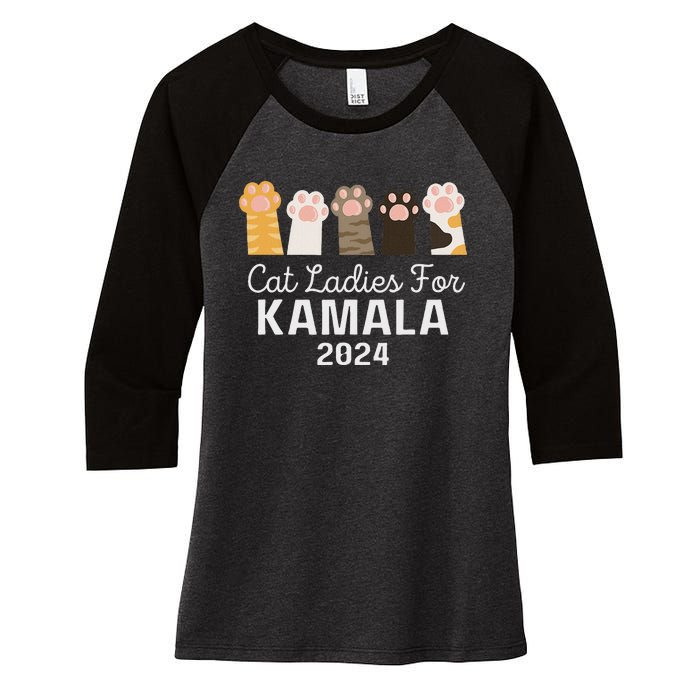 Cat Ladies For Kamala Childless Cat Ladies Funny Women's Tri-Blend 3/4-Sleeve Raglan Shirt