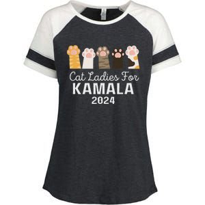 Cat Ladies For Kamala Childless Cat Ladies Funny Enza Ladies Jersey Colorblock Tee