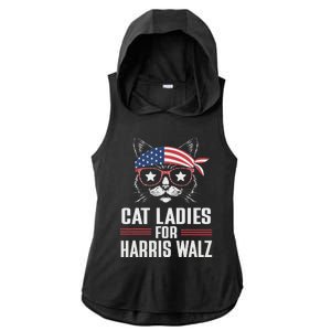 Cat Ladies For Harris Waltz Cat 2024 President Harris Waltz Ladies PosiCharge Tri-Blend Wicking Draft Hoodie Tank