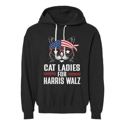 Cat Ladies For Harris Waltz Cat 2024 President Harris Waltz Garment-Dyed Fleece Hoodie