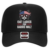 Cat Ladies For Harris Waltz Cat 2024 President Harris Waltz High Crown Mesh Back Trucker Hat