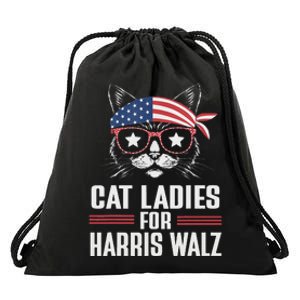 Cat Ladies For Harris Waltz Cat 2024 President Harris Waltz Drawstring Bag