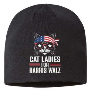 Cat Ladies For Harris Waltz Cat 2024 President Harris Waltz Sustainable Beanie