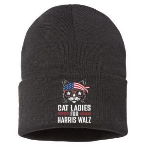 Cat Ladies For Harris Waltz Cat 2024 President Harris Waltz Sustainable Knit Beanie