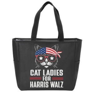 Cat Ladies For Harris Waltz Cat 2024 President Harris Waltz Zip Tote Bag