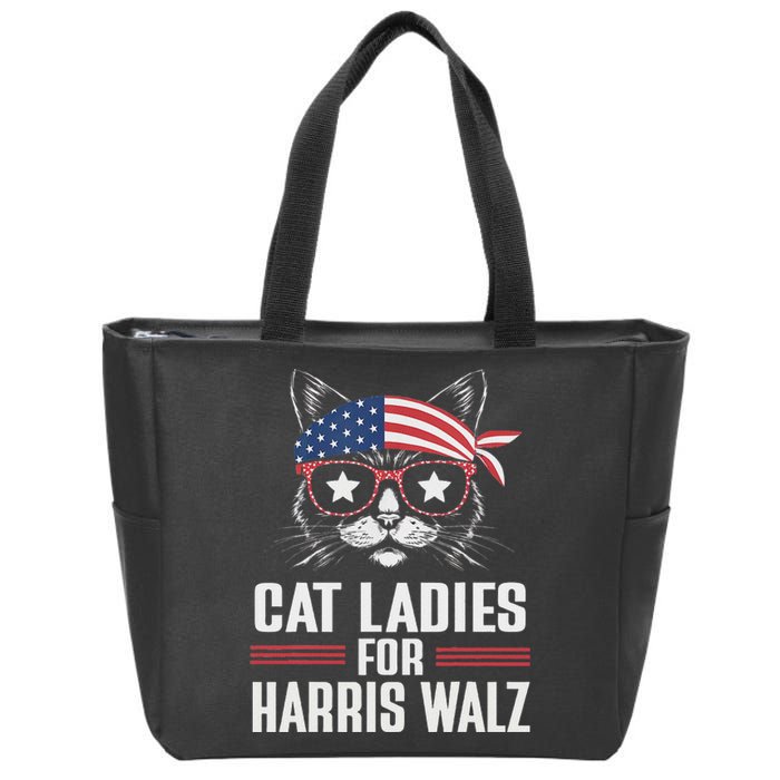 Cat Ladies For Harris Waltz Cat 2024 President Harris Waltz Zip Tote Bag