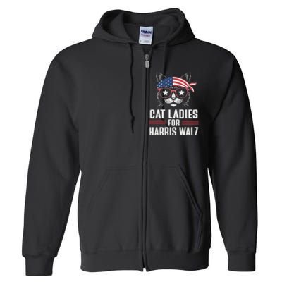 Cat Ladies For Harris Waltz Cat 2024 President Harris Waltz Full Zip Hoodie