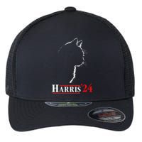 Cat Ladies For Kamala Funny Cat 2024 President Kamala Harris Flexfit Unipanel Trucker Cap