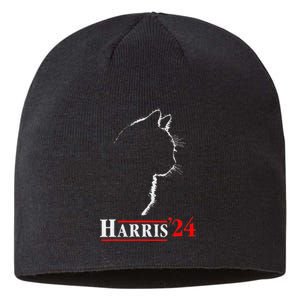 Cat Ladies For Kamala Funny Cat 2024 President Kamala Harris Sustainable Beanie