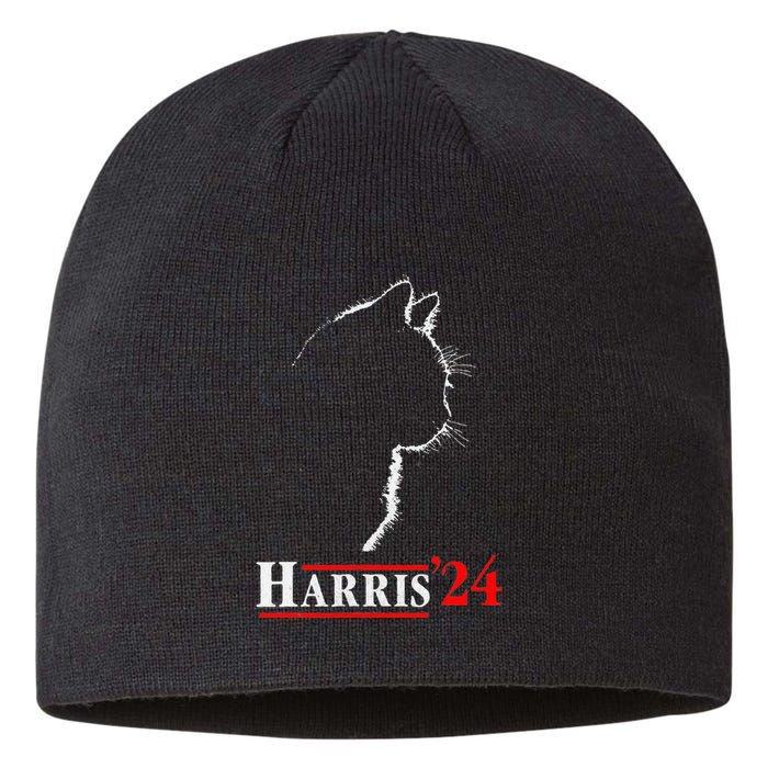 Cat Ladies For Kamala Funny Cat 2024 President Kamala Harris Sustainable Beanie