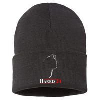 Cat Ladies For Kamala Funny Cat 2024 President Kamala Harris Sustainable Knit Beanie