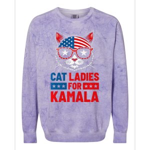 Cat Ladies For Kamala Funny Cat 2024 President Kamala Harris Premium Colorblast Crewneck Sweatshirt