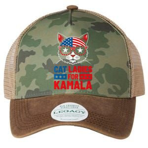 Cat Ladies For Kamala Funny Cat 2024 President Kamala Harris Premium Legacy Tie Dye Trucker Hat