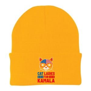 Cat Ladies For Kamala Funny Cat 2024 President Kamala Harris Premium Knit Cap Winter Beanie