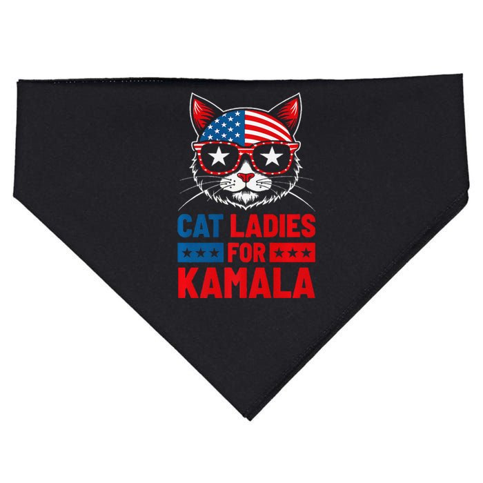 Cat Ladies For Kamala Funny Cat 2024 President Kamala Harris Premium USA-Made Doggie Bandana