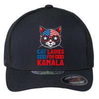 Cat Ladies For Kamala Funny Cat 2024 President Kamala Harris Premium Flexfit Unipanel Trucker Cap