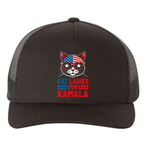 Cat Ladies For Kamala Funny Cat 2024 President Kamala Harris Premium Yupoong Adult 5-Panel Trucker Hat