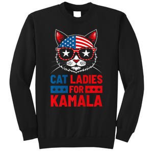 Cat Ladies For Kamala Funny Cat 2024 President Kamala Harris Premium Sweatshirt