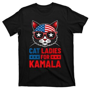 Cat Ladies For Kamala Funny Cat 2024 President Kamala Harris Premium T-Shirt