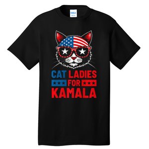 Cat Ladies For Kamala Funny Cat 2024 President Kamala Harris Premium Tall T-Shirt