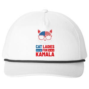 Cat Ladies For Kamala Funny Cat 2024 President Kamala Harris Premium Snapback Five-Panel Rope Hat